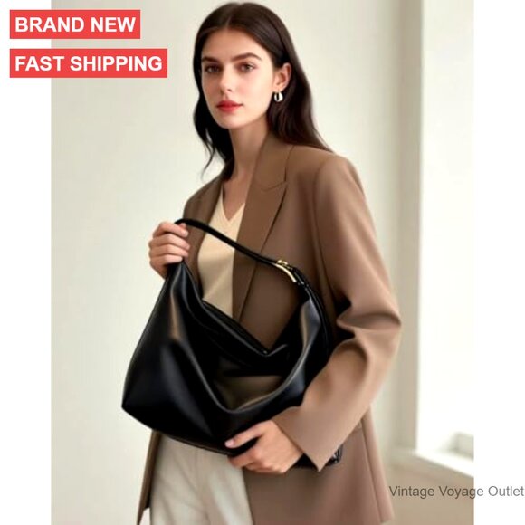 Genuine Leather Hobo Bag Crossbody Shoulder Purse Adjustable Strap Zipper - Picture 2 of 7